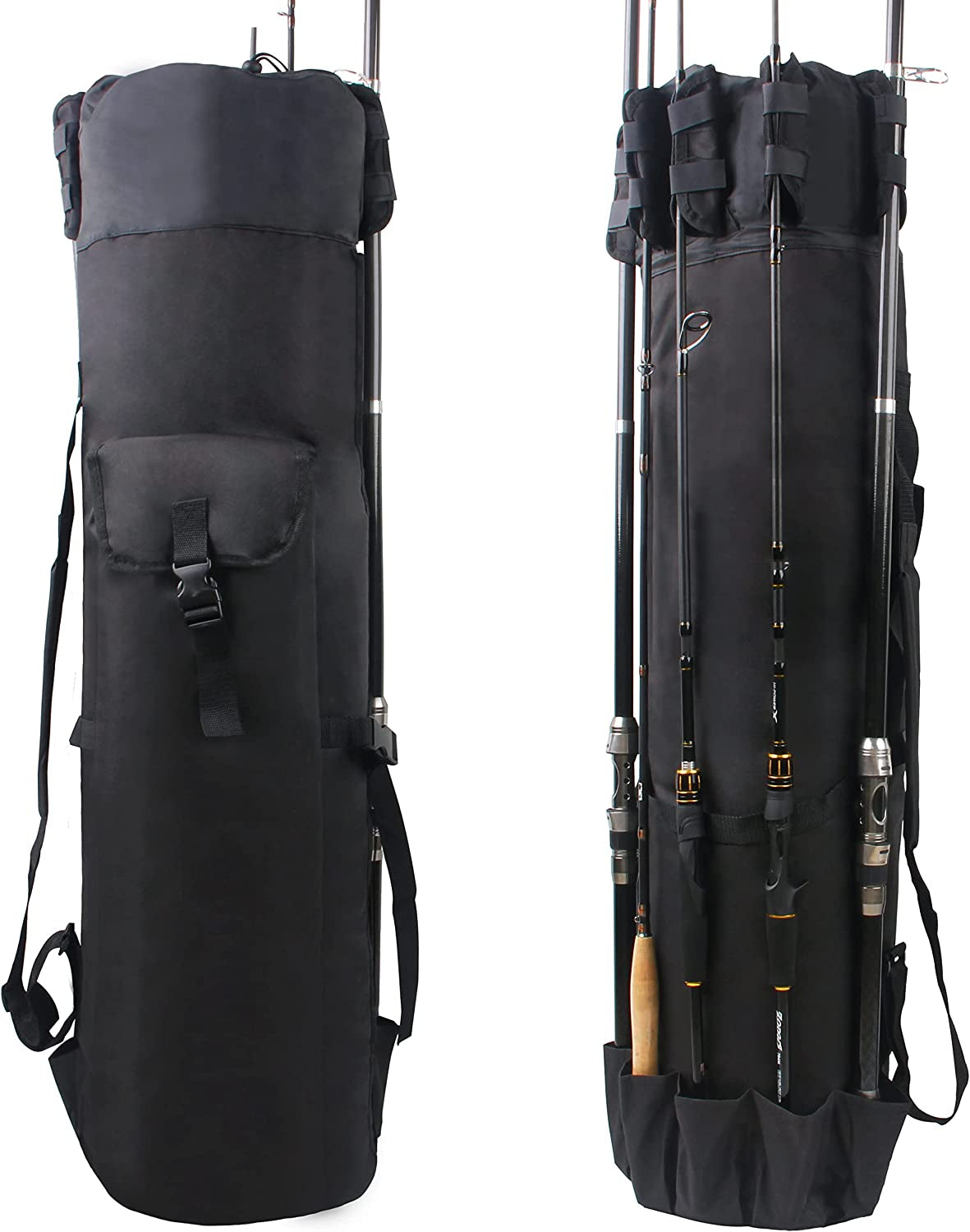 Fishing Pole Bag with Rod Holder Fishing Rod Bag, 5 Rod & Reel Organizer Bag Waterproof Large Capacity Fishing Tackle Storage Bag Travel Carry Case Fishing Gifts for Men
